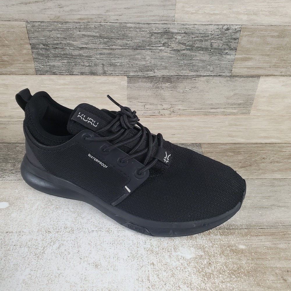 Kuru Atom Mens Shoes Sz 9.5 Athletic Running Jet Black Mesh Lace Up Sneakers